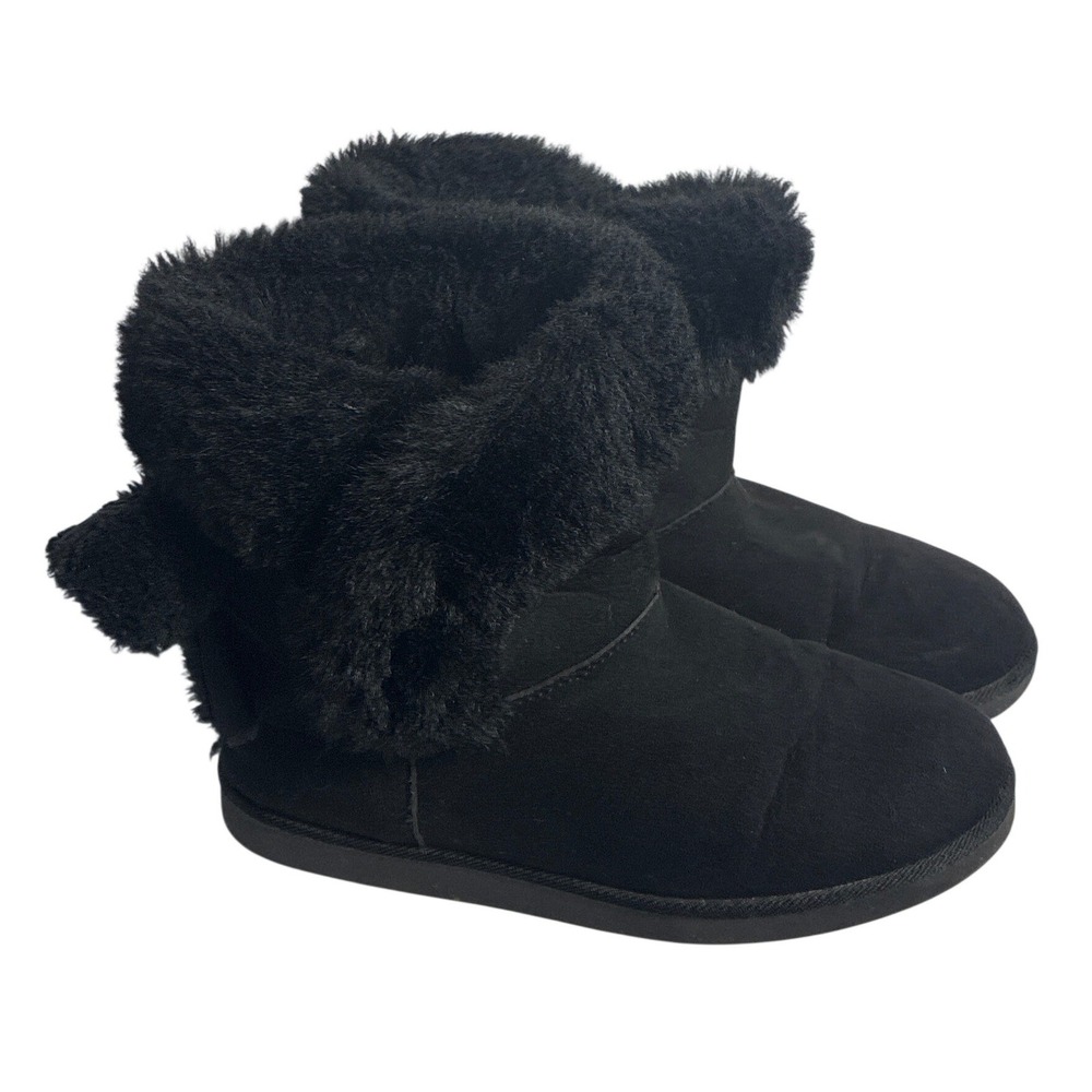Juicy Couture Kenia 2 Black Faux Fur Bow Winter Boots Womens Size 7.5